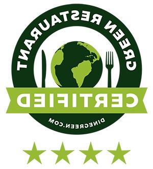 Certified four start green restaurant certification badge from dinegreen.com